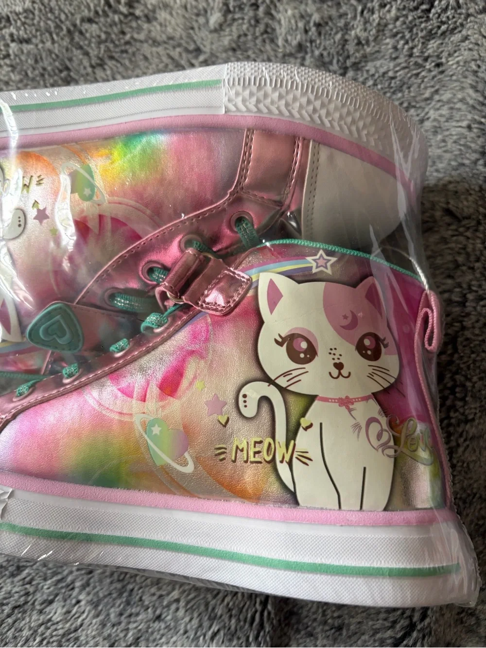 Kids Pink Unicorn Cat High-Top Sneakers